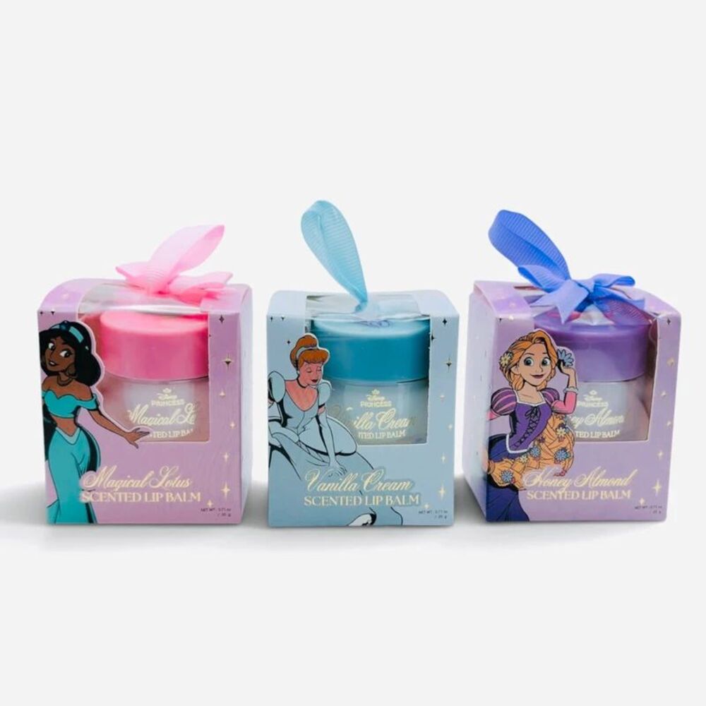 Disney Princess Scented Lip Balm 3 Pc Set Rapunzel Cinderella Jasmine NWT